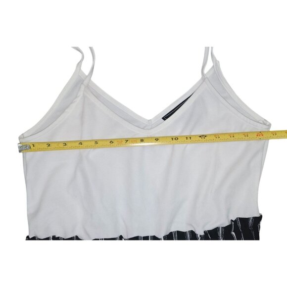 Polly & Esther Striped Black & White Sleeveless Romper With Adjustable Waist Tie - Picture 5 of 8